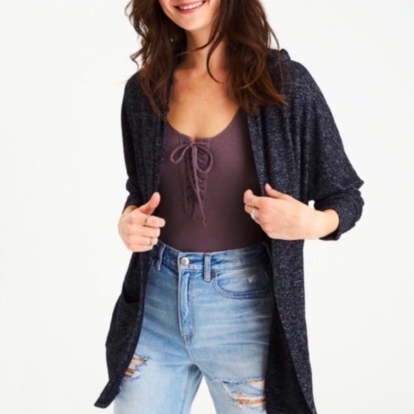 American Eagle Outfitters Sweaters - Hooded Open Cardigan | AEO